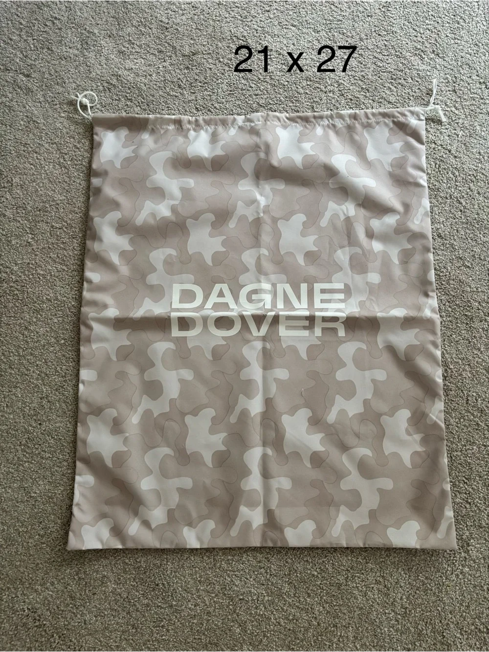 Dagne Dover Taupe & Cream Camo Drawstring Storage Sack EMPTY BAG ONLY